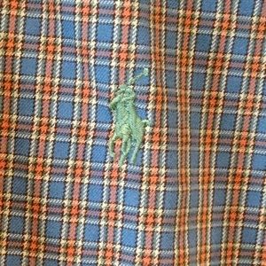 Blue orange checked Polo